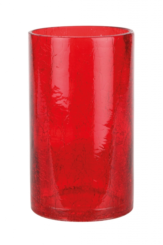 Glas-Lampe Ice rot Höhe ca. 14 cm - Ø 8 cm