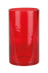 Glas-Lampe Ice rot Höhe ca. 14 cm - Ø 8 cm